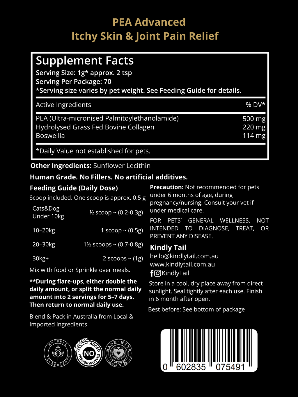 Kindly Tail PEA Advanced powder for dogs and cats – view 3