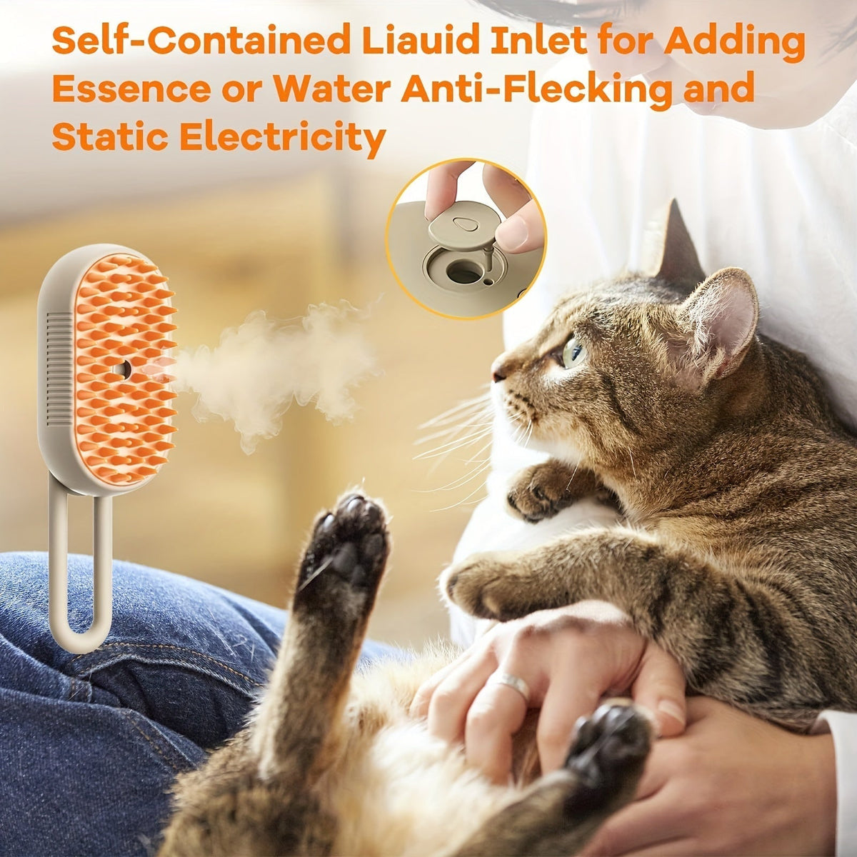 3-in-1 rechargeable steam pet brush for cats and dogs – view 3