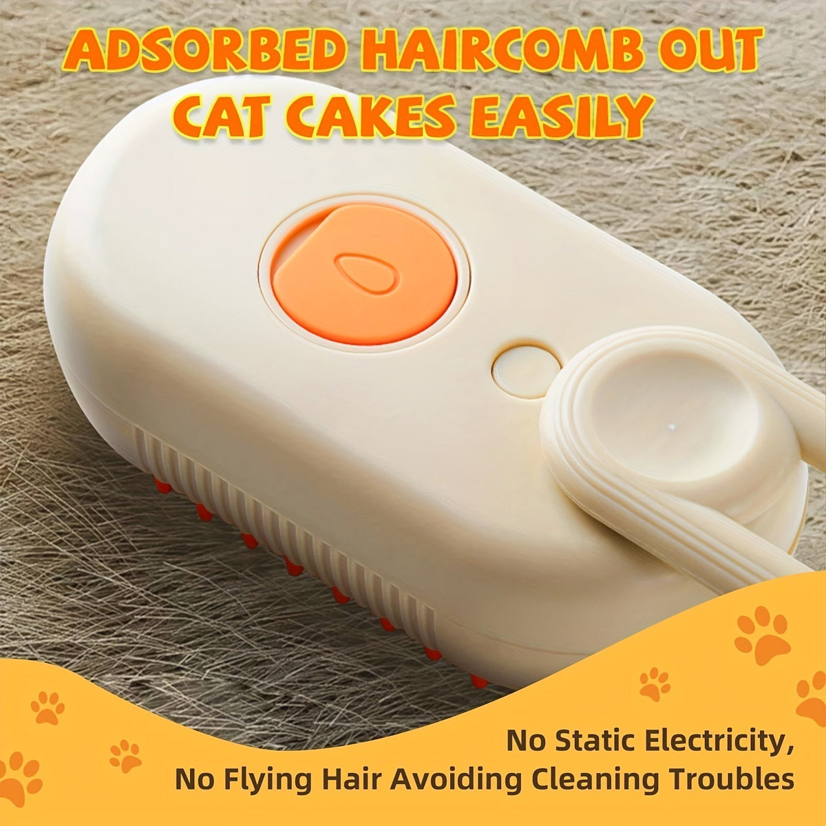 3-in-1 rechargeable steam pet brush for cats and dogs – view 4