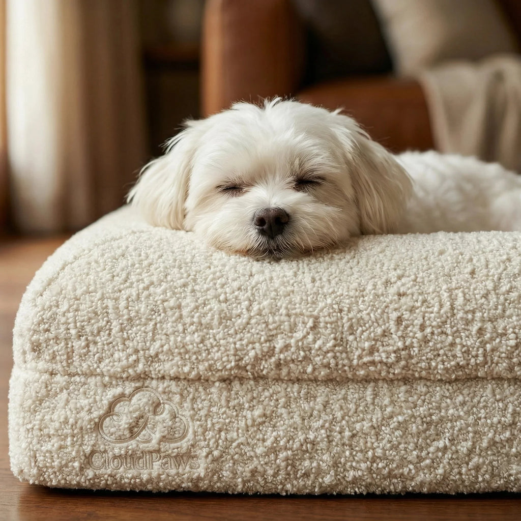 Solace cloud dog bed in ivory white